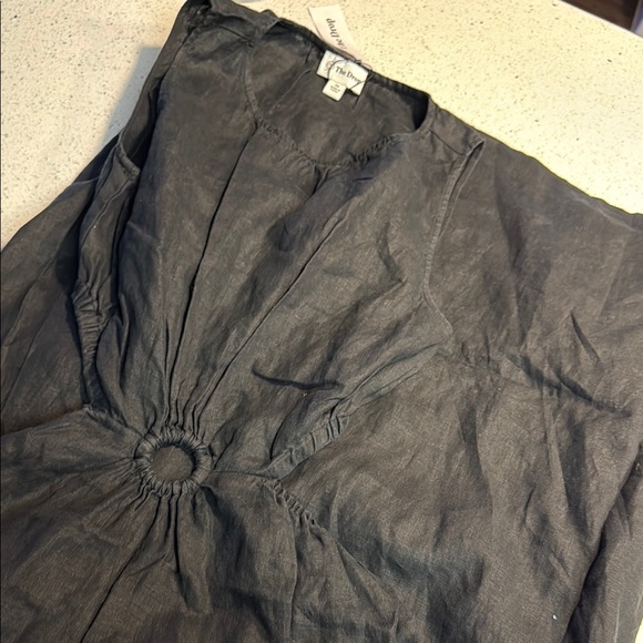 Black linen Sleeveless Dress - Picture 3 of 6